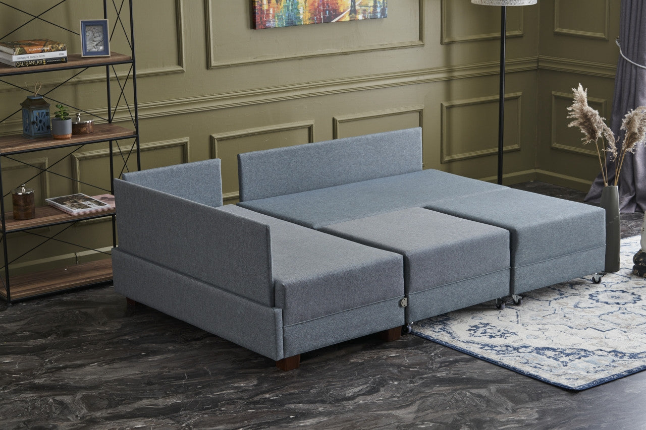 Fly – Blue L Shaped Corner Sofa Bed | Modular Sectional