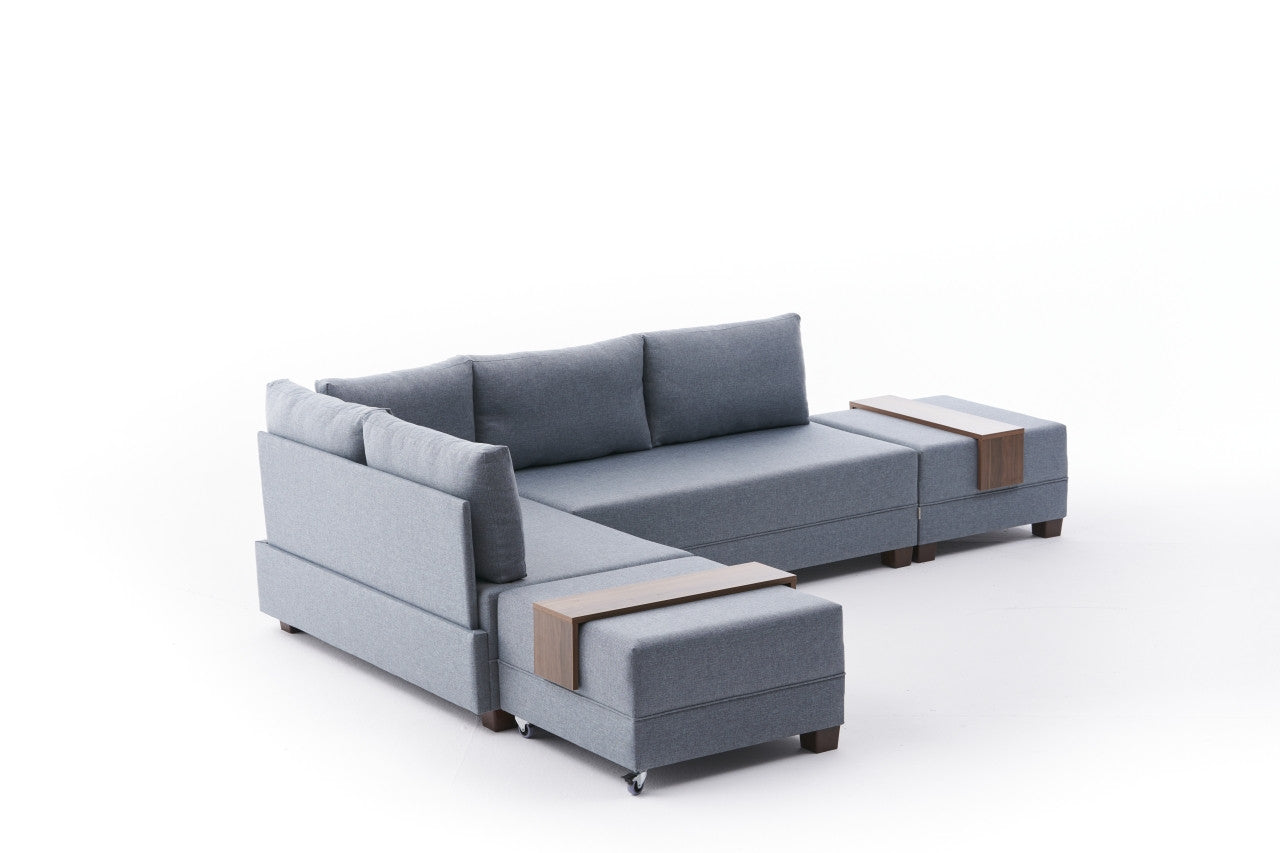 Fly – Blue L Shaped Corner Sofa Bed | Modular Sectional