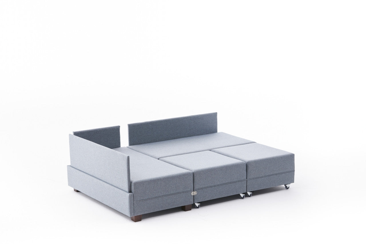 Fly – Blue L Shaped Corner Sofa Bed | Modular Sectional