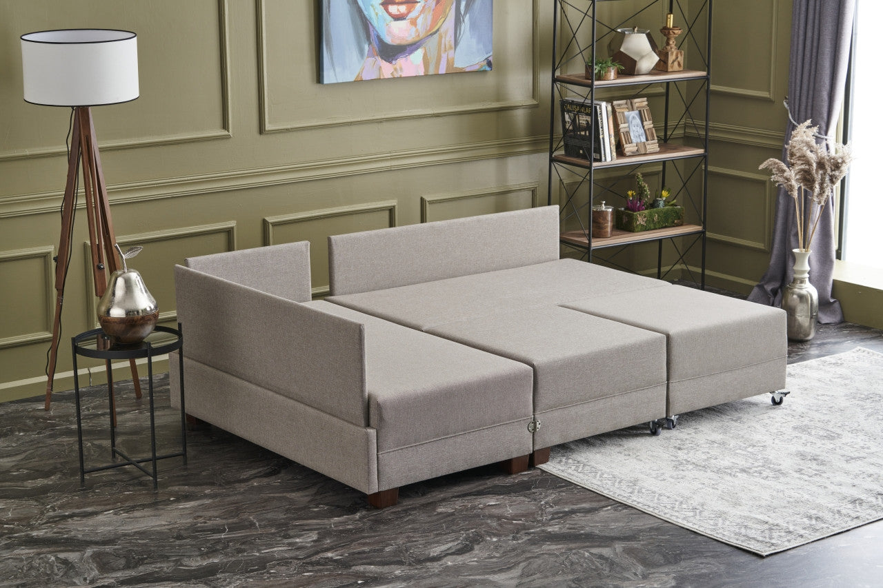 Fly – Cream L Shaped Corner Sofa Bed | Modular Sectional