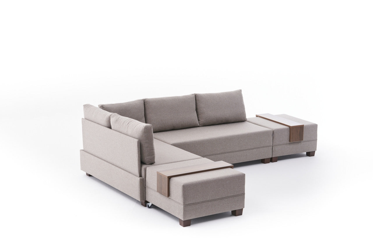 Fly – Cream L Shaped Corner Sofa Bed | Modular Sectional
