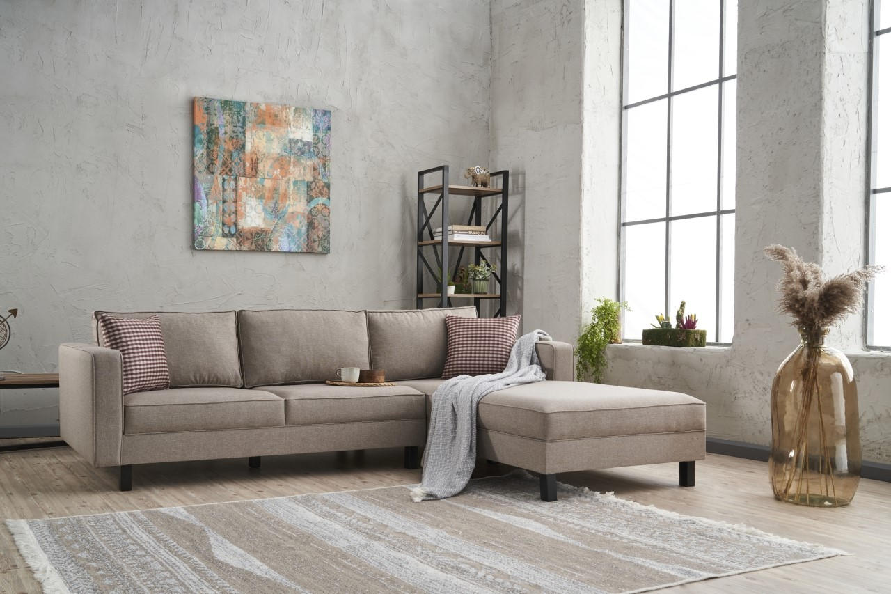 Kale – Cream L Shape Corner Sofa | Designer Sectional for Living Room