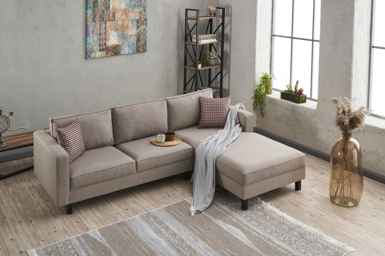 Kale – Cream L Shape Corner Sofa | Designer Sectional for Living Room