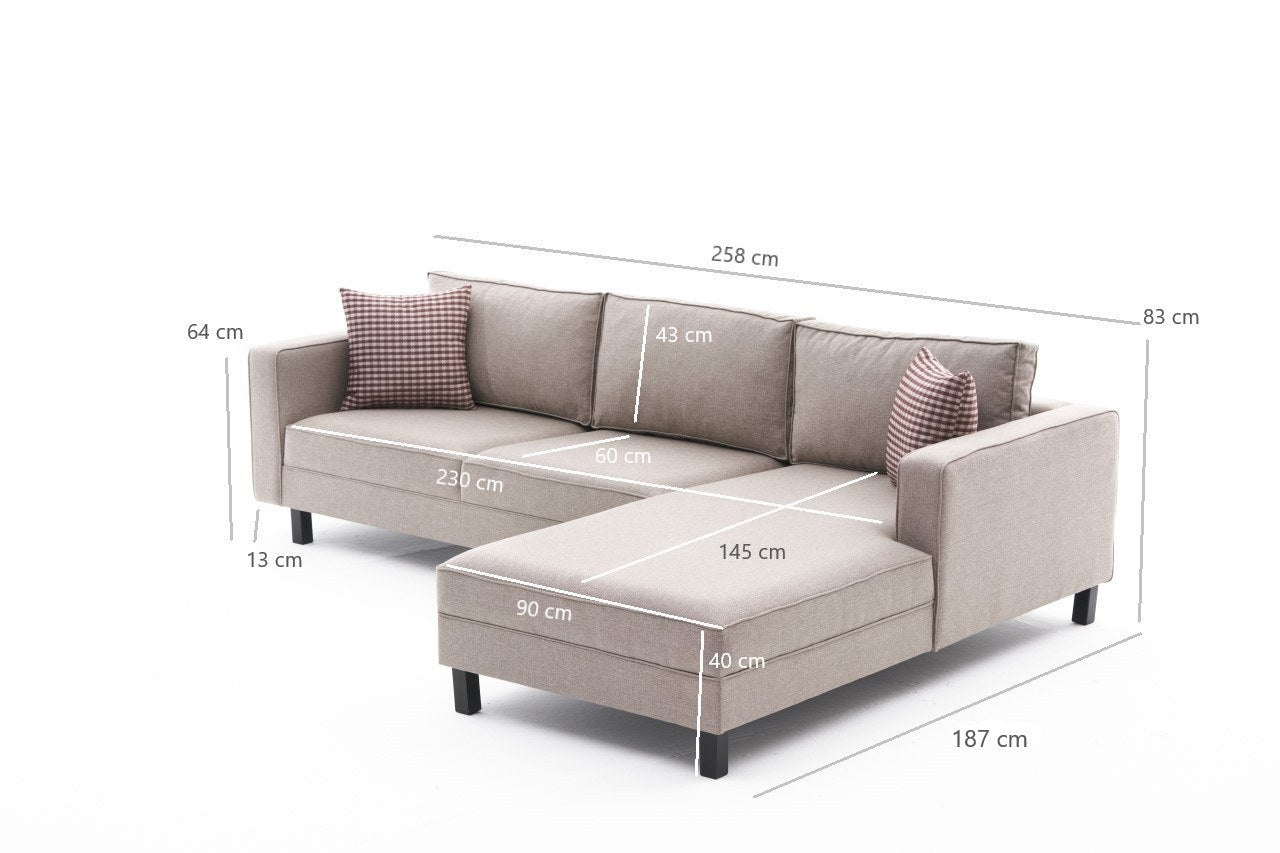 Kale – Cream L Shape Corner Sofa | Designer Sectional for Living Room