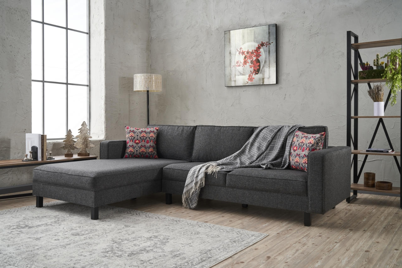 Kale – Anthracite L Shape Corner Sofa | Designer Sectional for Living Room