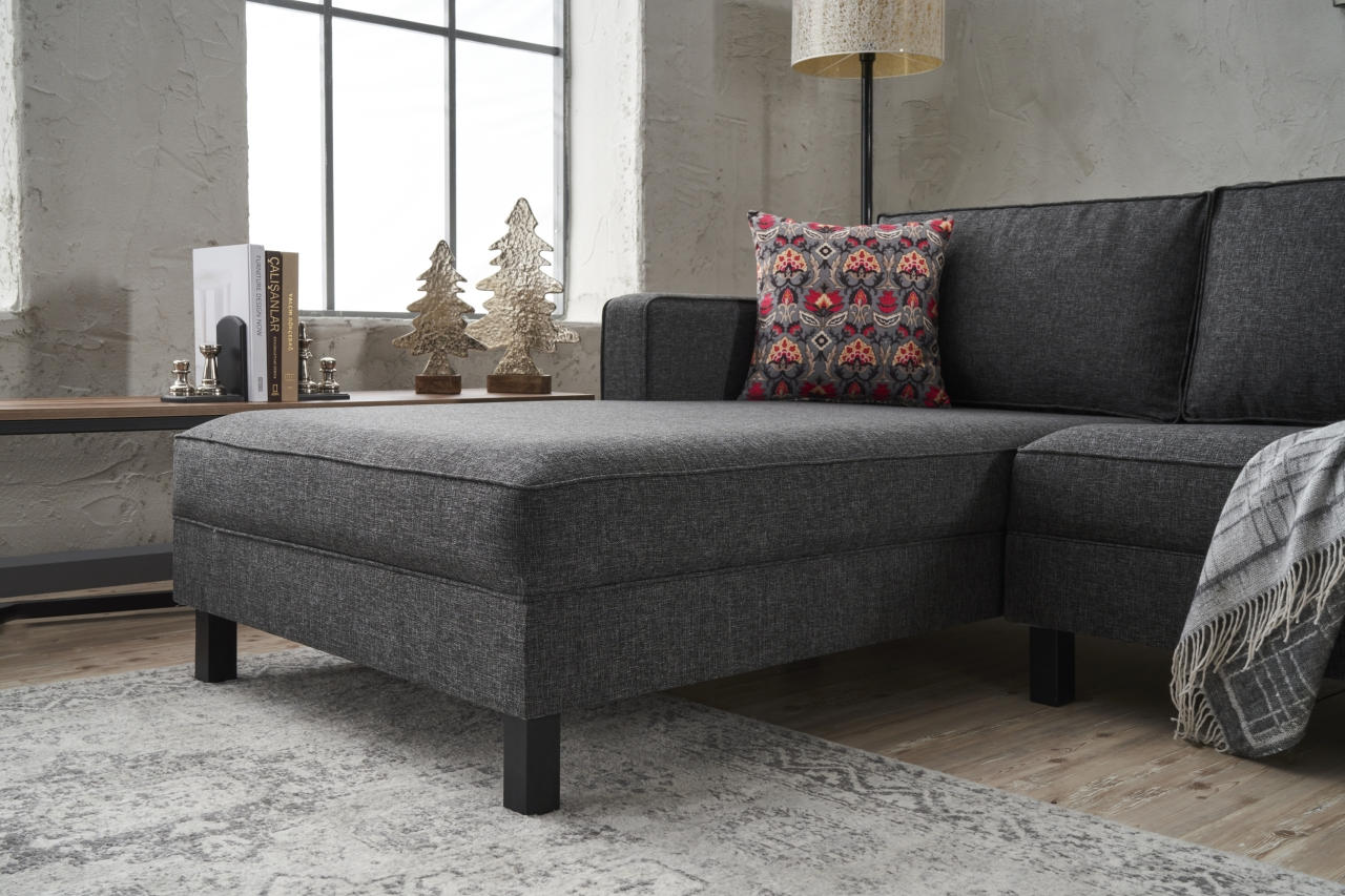 Kale – Anthracite L Shape Corner Sofa | Designer Sectional for Living Room