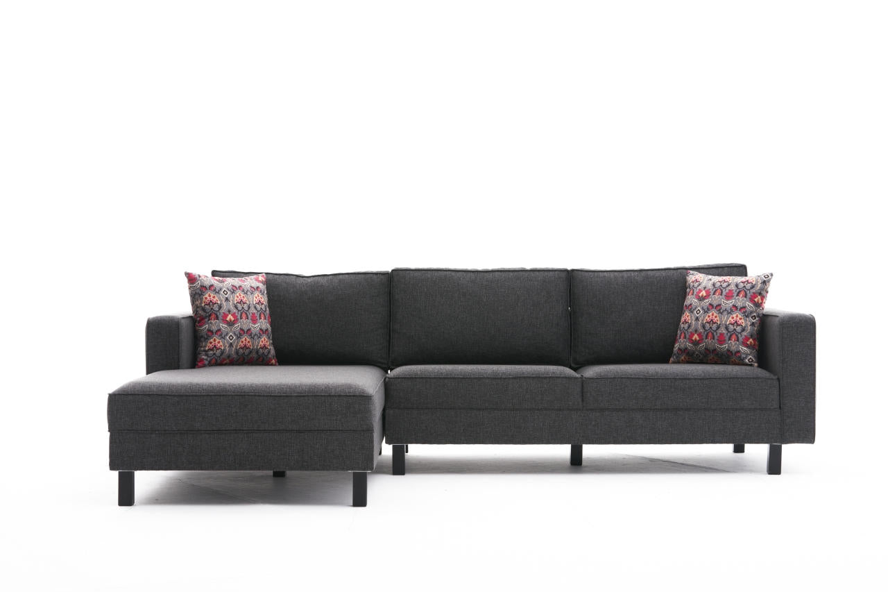 Kale – Anthracite L Shape Corner Sofa | Designer Sectional for Living Room