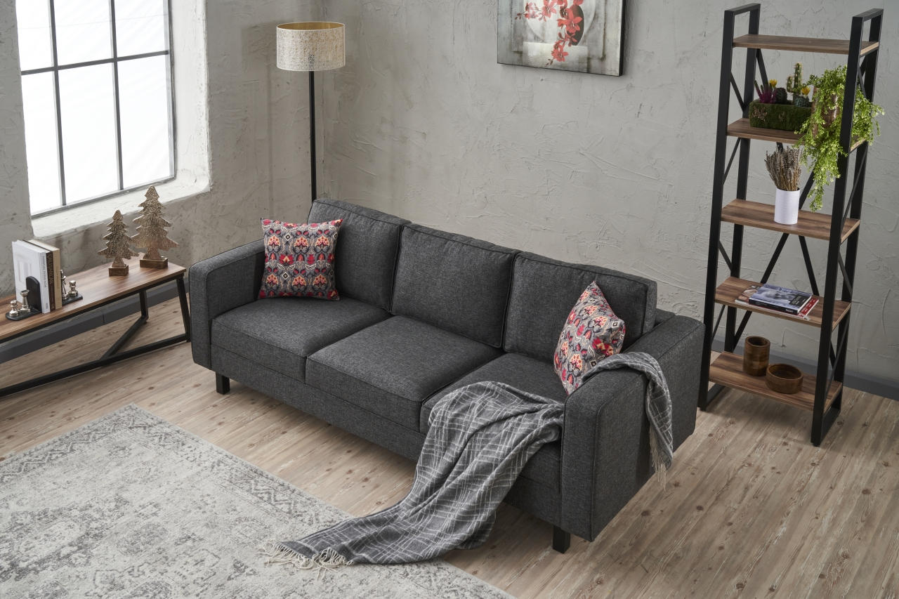Kale Anthracite 3 Seater Sofa | Comfortable 3 persons sofa
