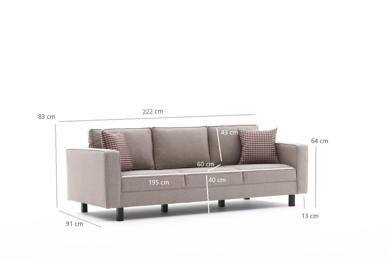 Kale  Cream 3 Seater Sofa | Comfortable Modern 3 persons couch