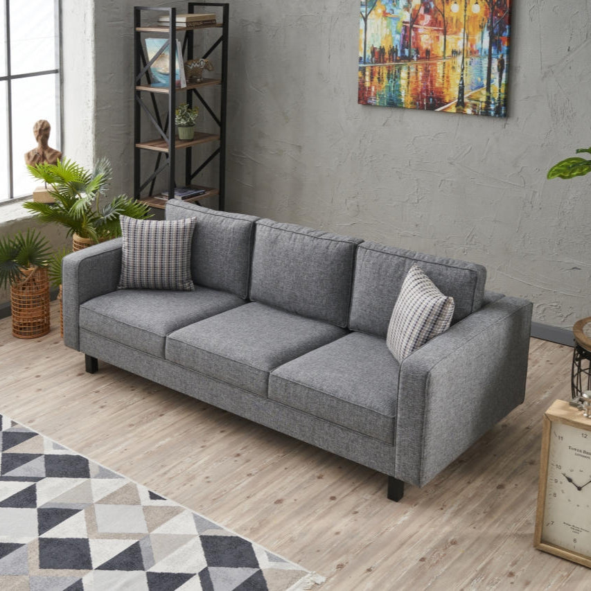 Kale Grey 3 Seater Sofa | Comfortable Modern Couch for Family