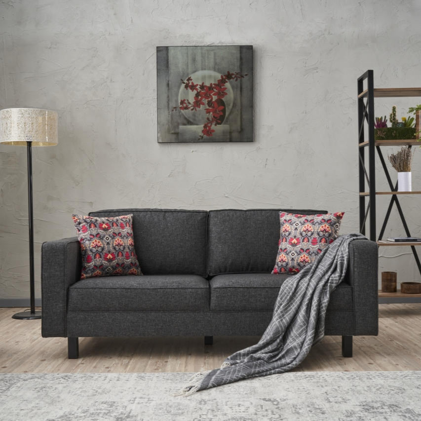 Kale Anthracite 2 Seater Sofa Compact Modern Couch for Two