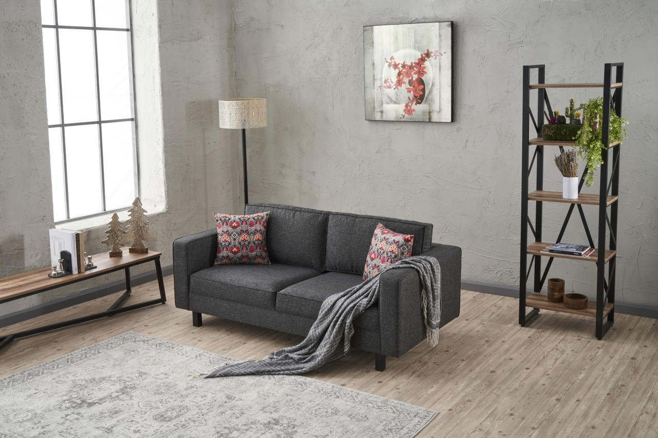 Kale – Anthracite 2 Seater Sofa | Compact Modern Couch for Two