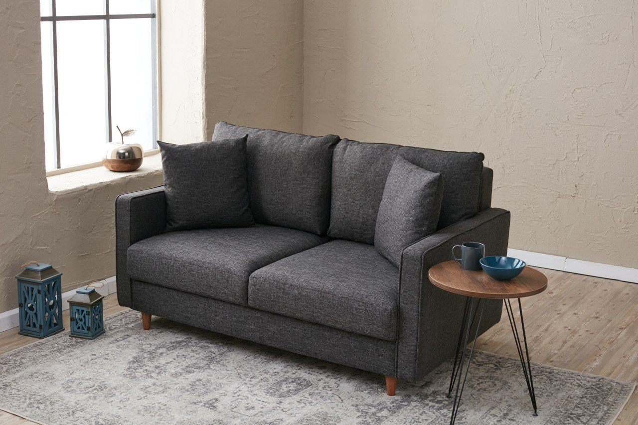 Eva – Anthracite 2 Seater Sofa | Compact Modern Couch for Two