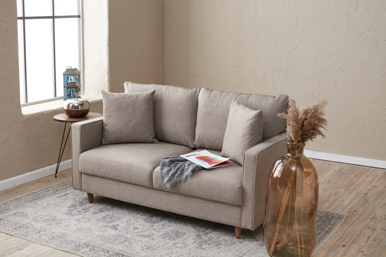 Eva – Cream 2 Seater Sofa | Compact Modern Couch for Two