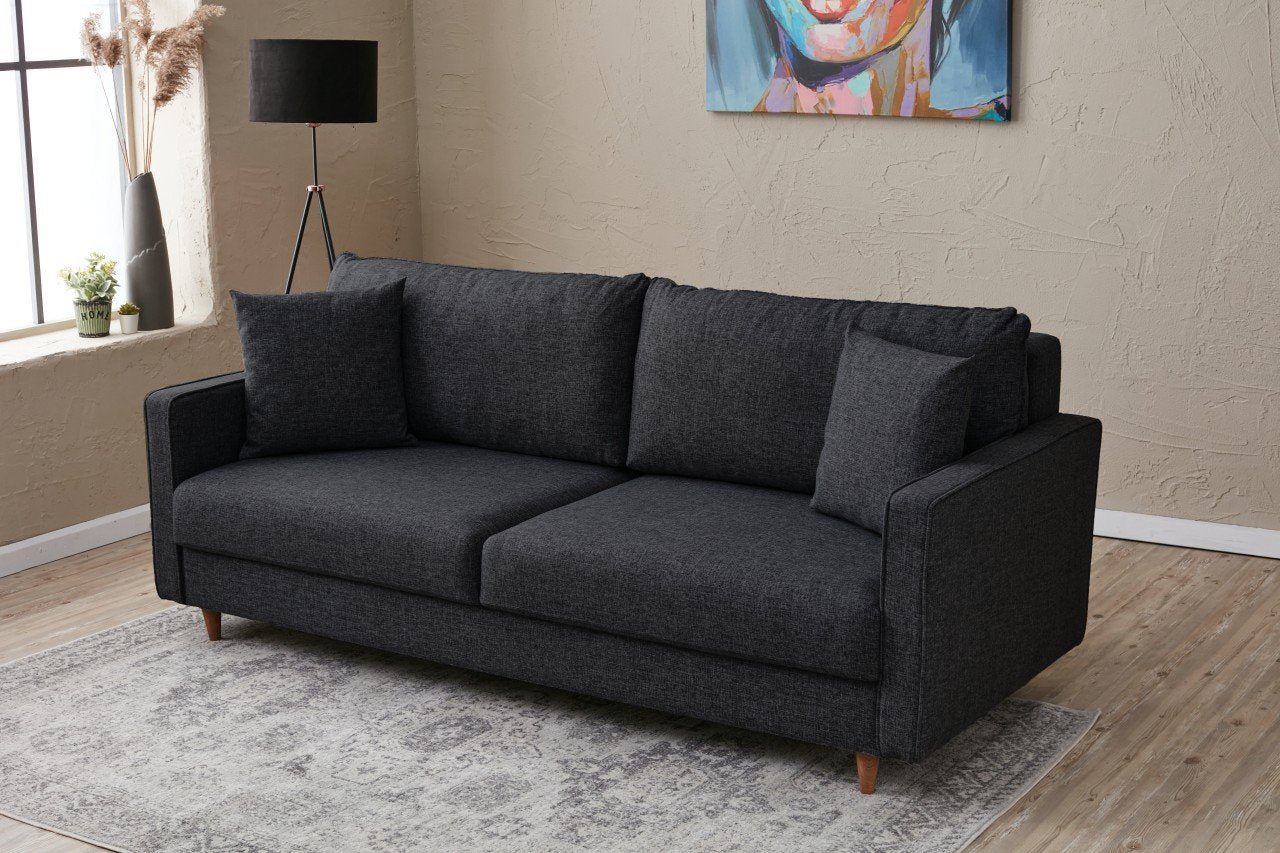 Eva  3 Seater Sofa Anthracite fabric | Comfortable washable sofa