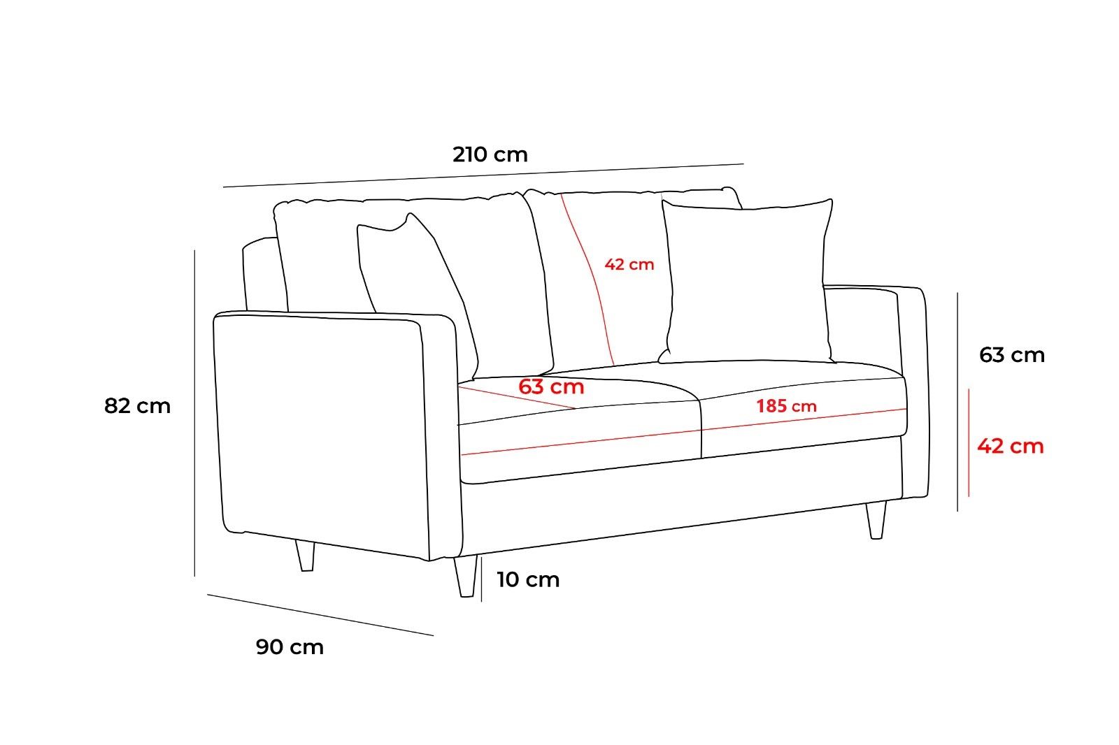 Eva - Grey 3-Seater Sofa Bed - | Large Pull-Out Couch for Guests