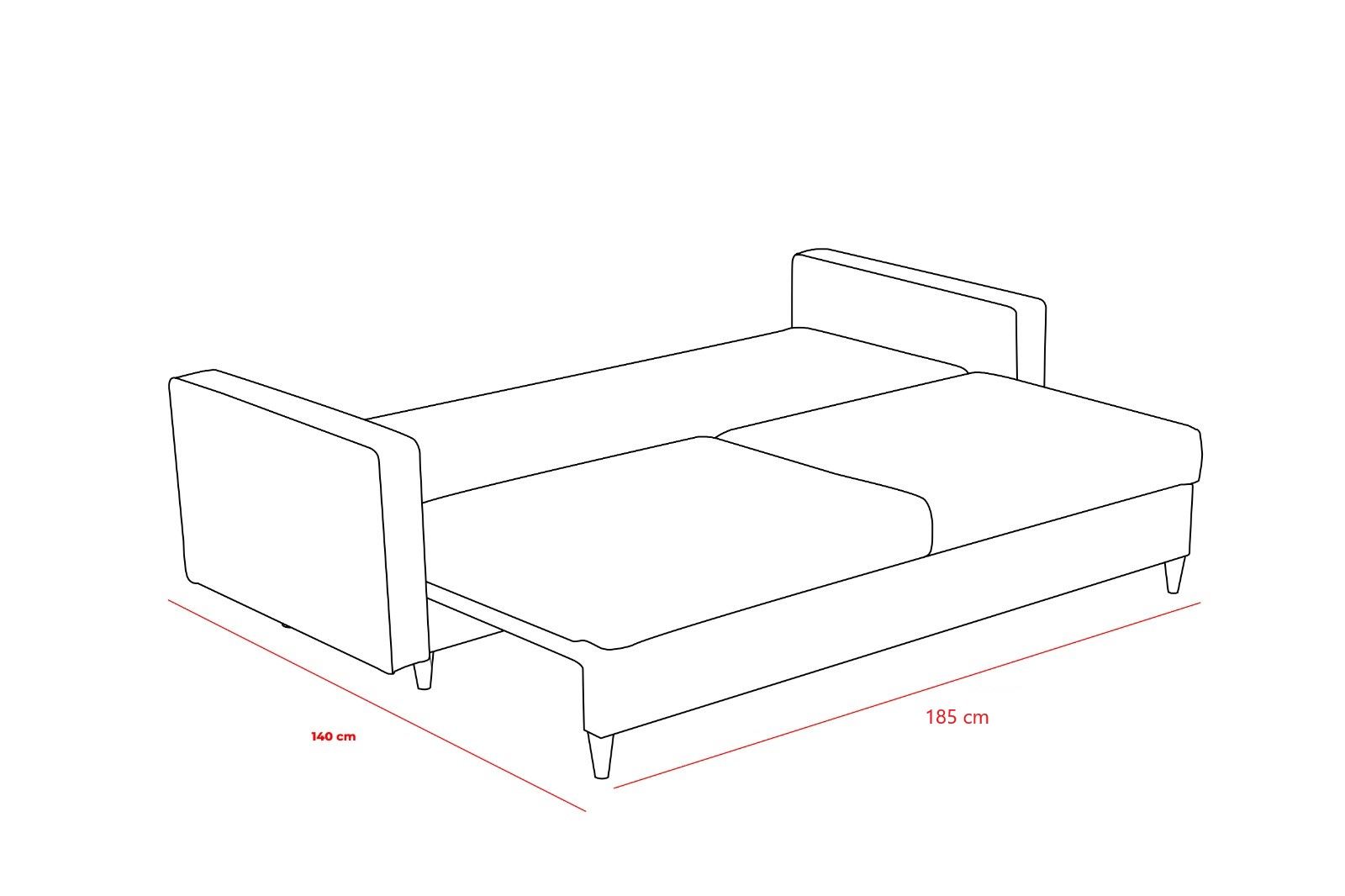 Eva - Anthracite 3-Seater Sofa Bed - | Large Pull-Out Couch for Guests