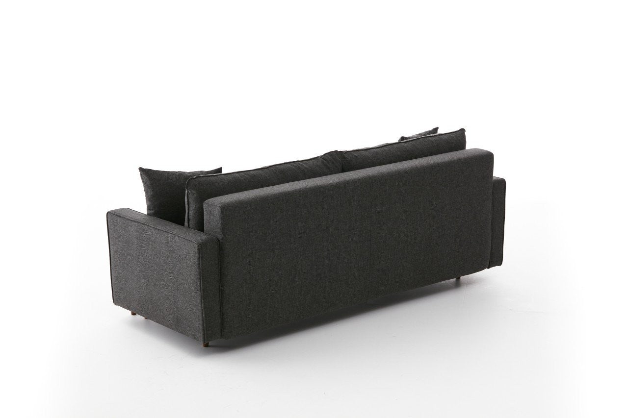 Eva - Anthracite 3-Seater Sofa Bed - | Large Pull-Out Couch for Guests