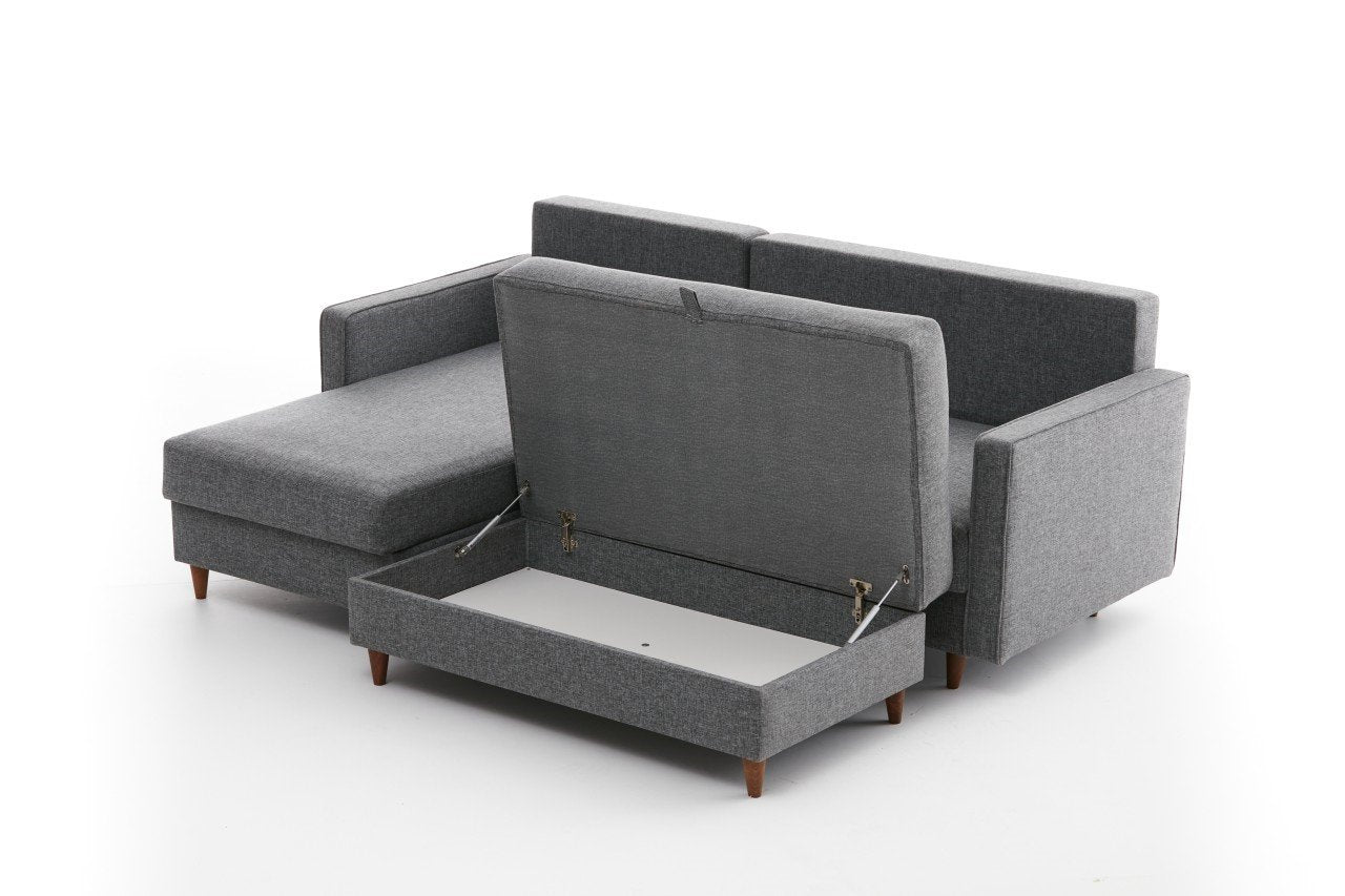 Eva – Grey L Shape Corner Sofa | Designer Sectional for Living Room