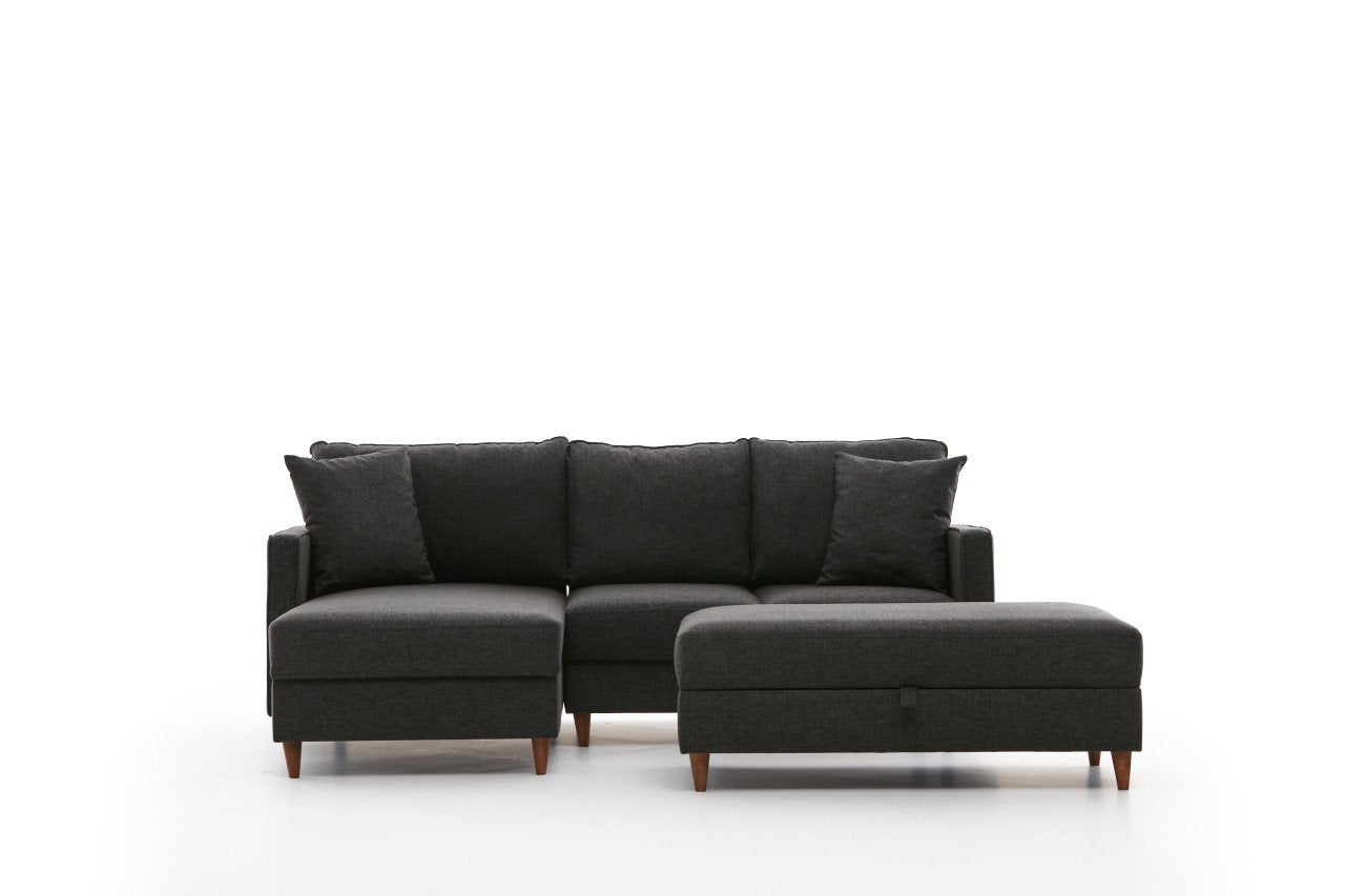 Eva – Anthracite L Shape Corner Sofa | Designer Sectional for Living Room