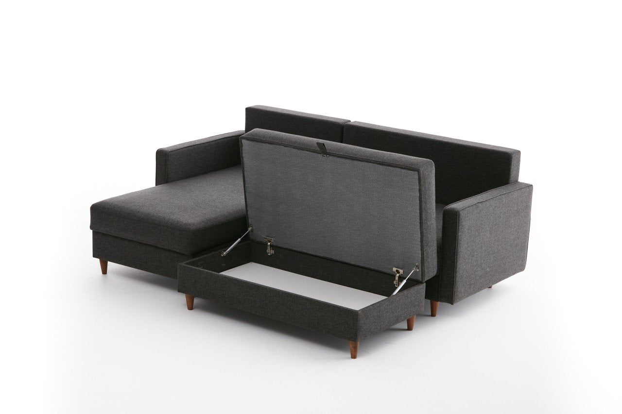 Eva – Anthracite L Shape Corner Sofa | Designer Sectional for Living Room