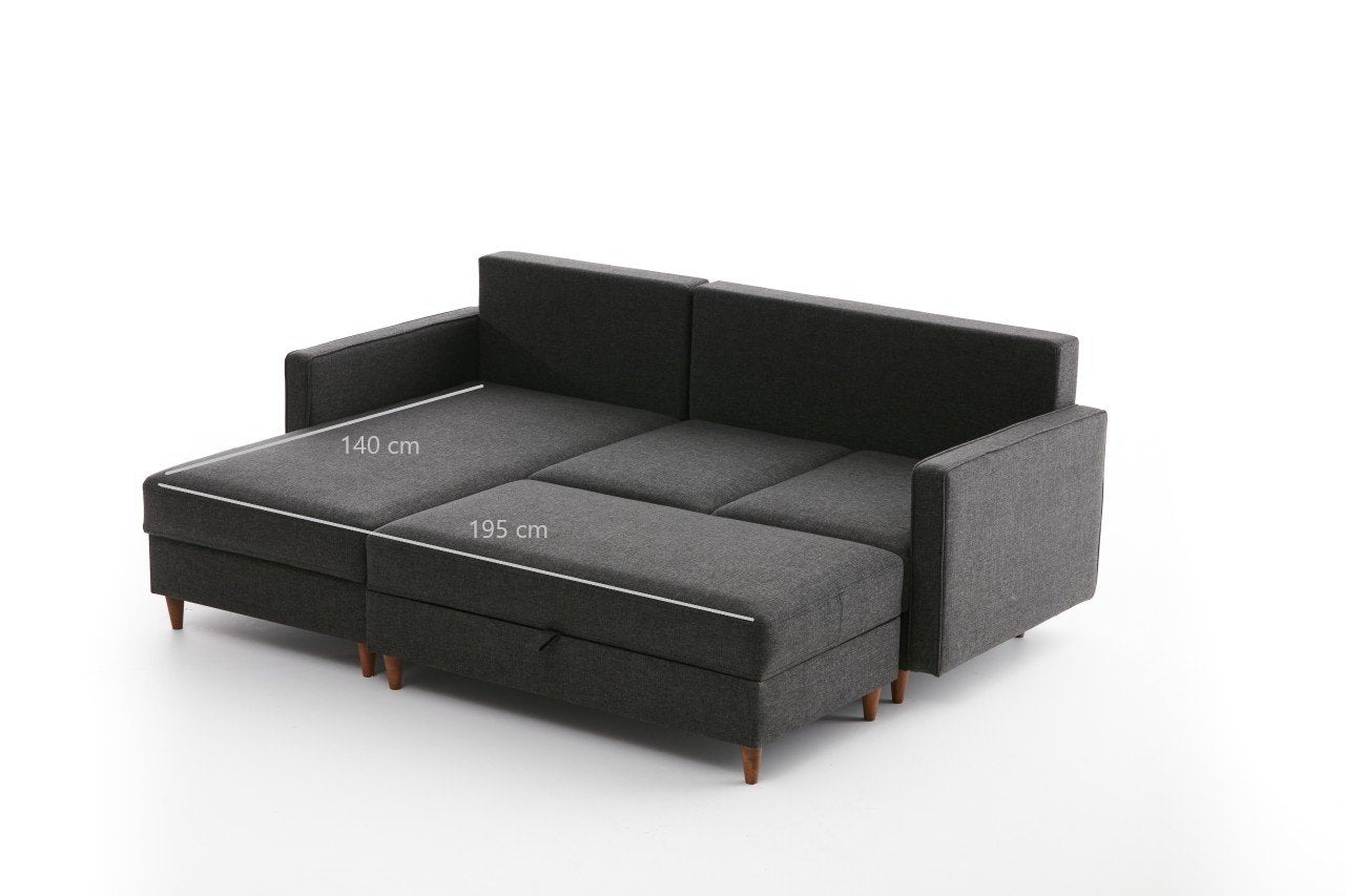 Eva – Anthracite L Shape Corner Sofa | Designer Sectional for Living Room