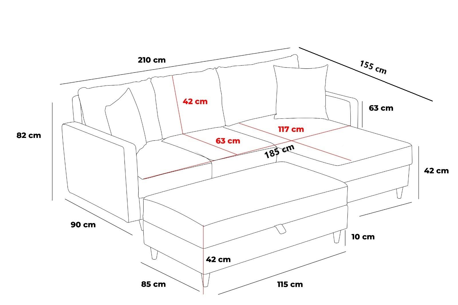 Eva – Cream L Shape Corner Sofa | Designer Sectional for Living Room