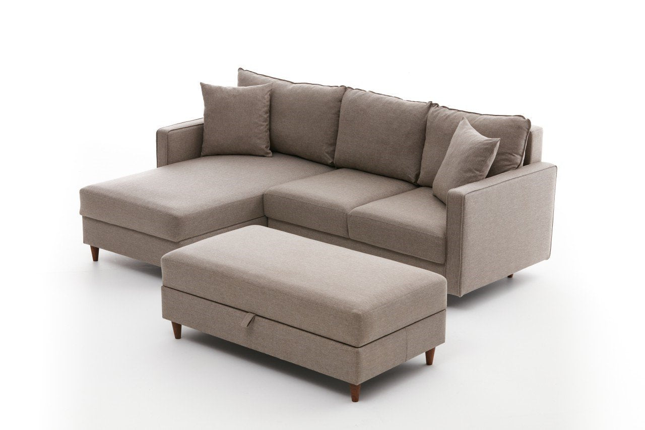 Eva – Cream L Shape Corner Sofa | Designer Sectional for Living Room