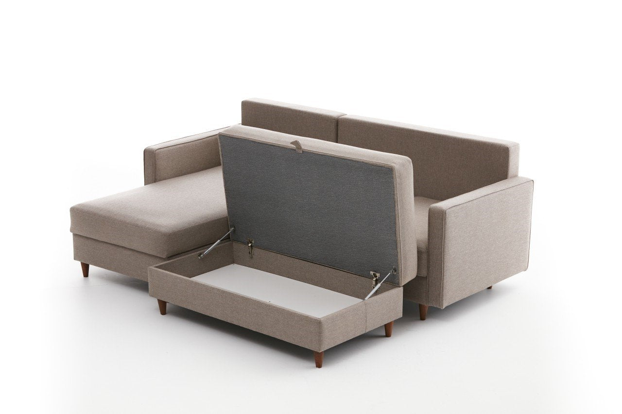 Eva – Cream L Shape Corner Sofa | Designer Sectional for Living Room
