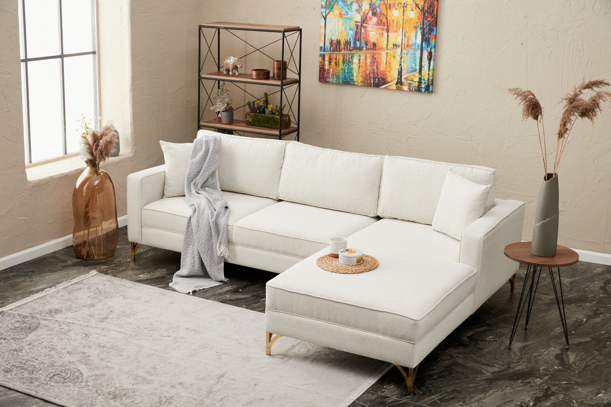 Berlin – Cream
Gold L Shape Corner Sofa | Designer Sectional for Living Room