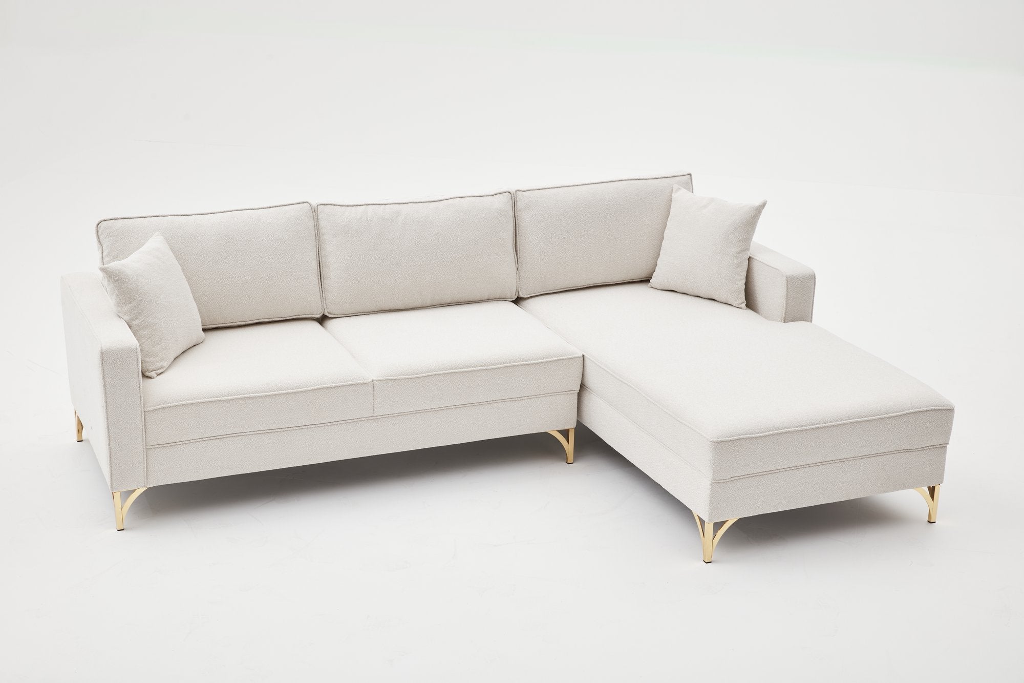 Berlin – Cream
Gold L Shape Corner Sofa | Designer Sectional for Living Room