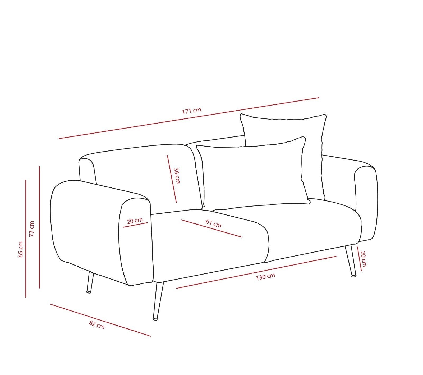 Side – Cream 2 Seater Sofa | Compact Modern Couch for Two