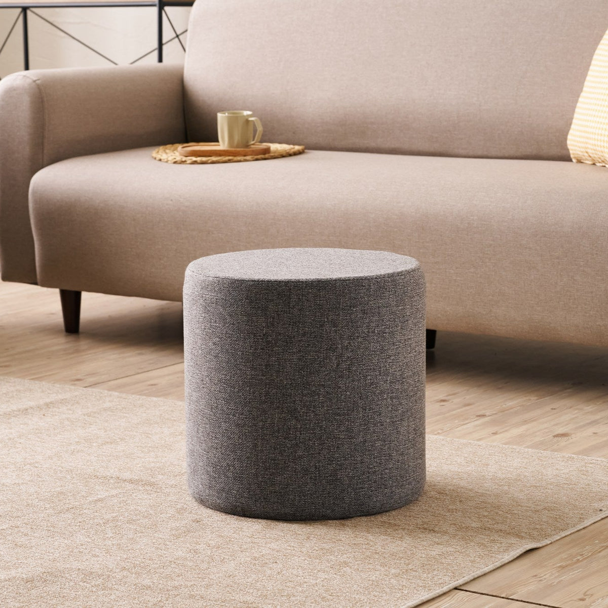 Bitez Anthracite Pouffe Modern Upholstered Ottoman