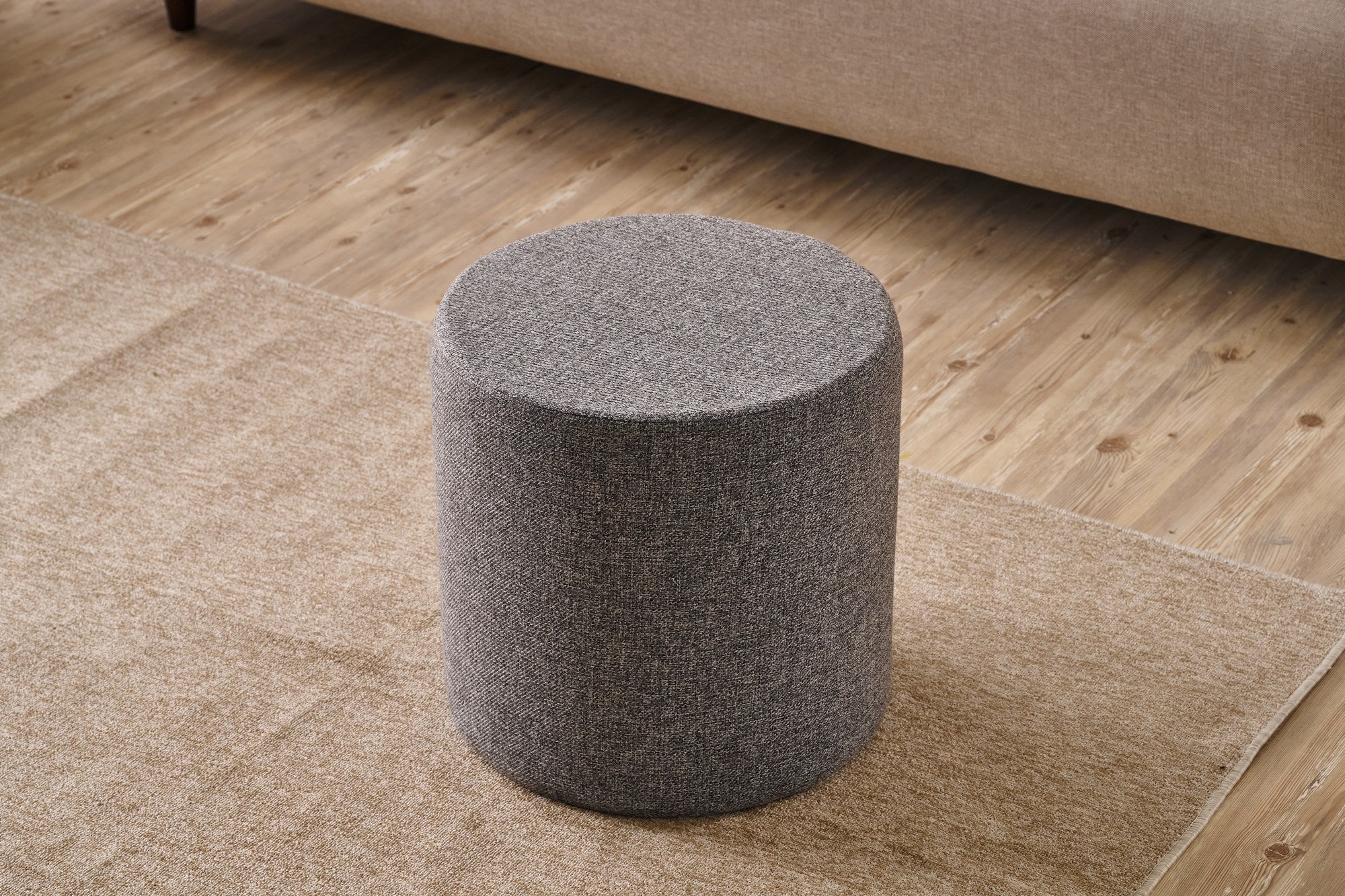 Bitez - Anthracite Pouffe – Modern Upholstered Ottoman