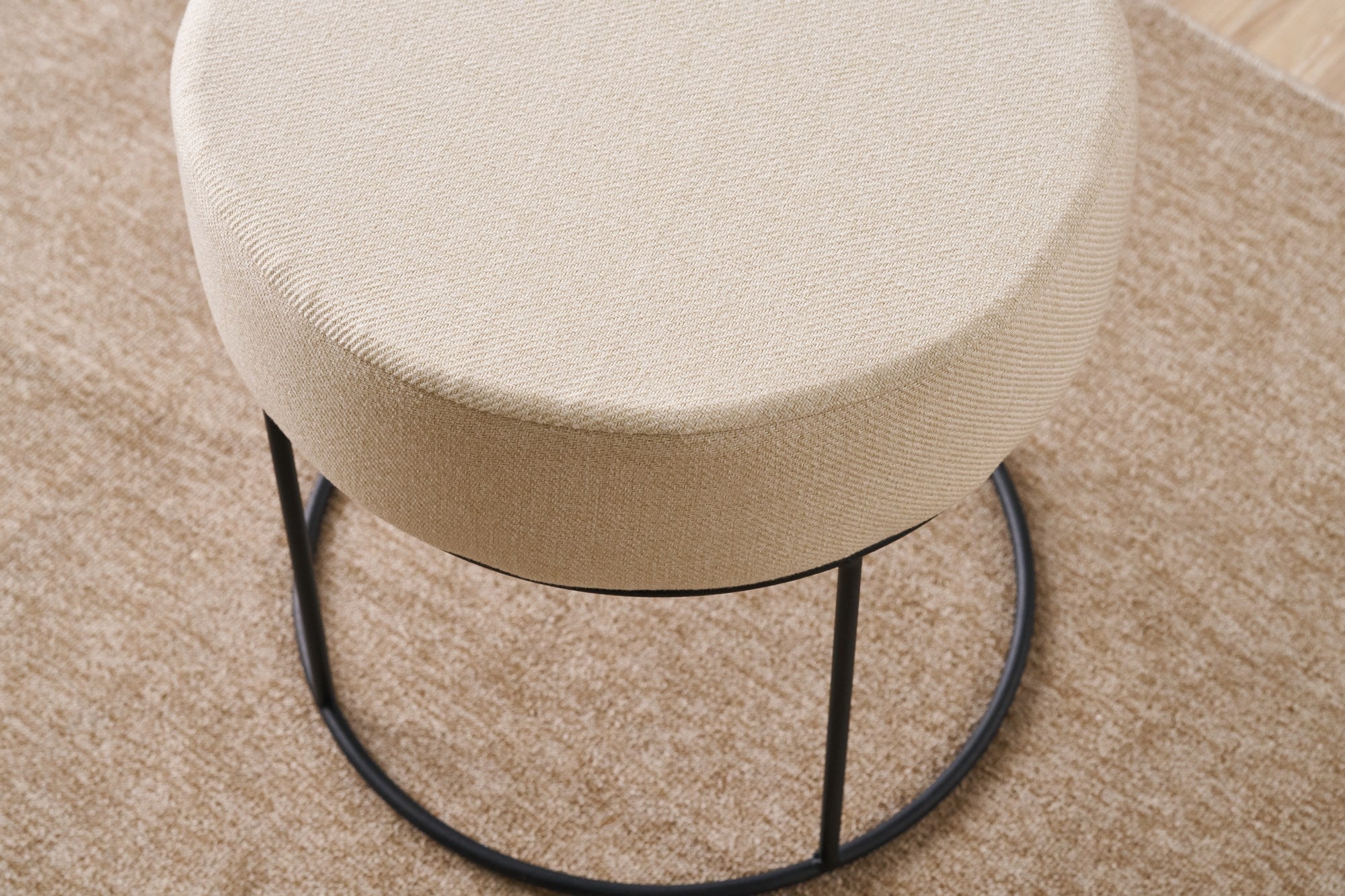 DIDIM Cream Pouffe – Modern Upholstered Ottoman