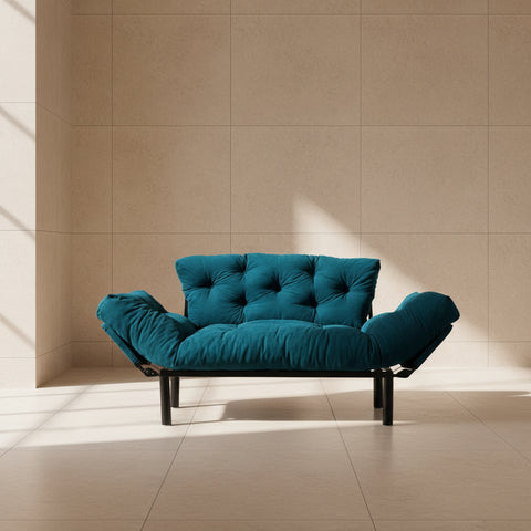 Nitta Petrol blue Two-Seater Sofa Bed