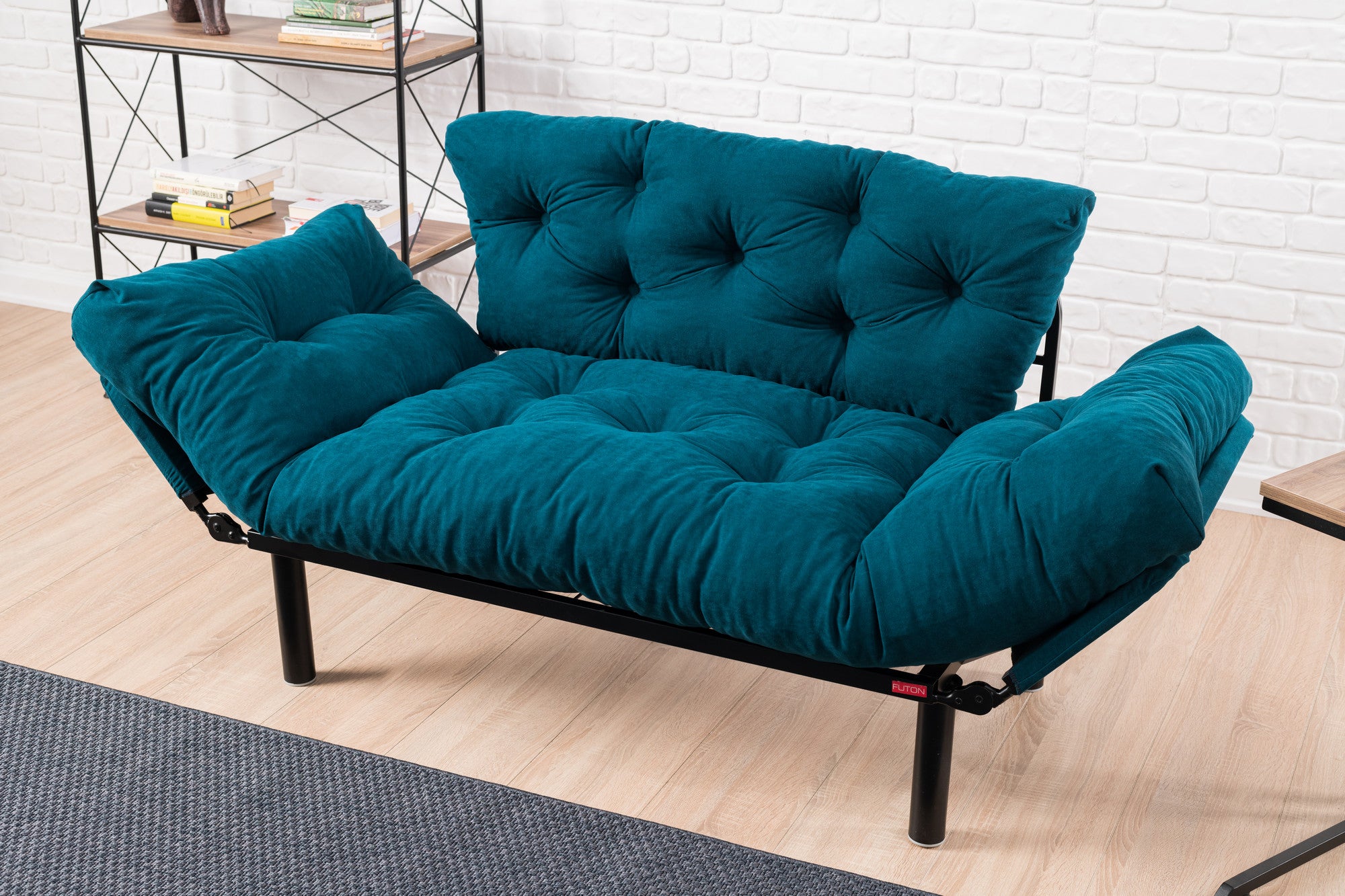 Nitta Petrol blue Two-Seater Sofa Bed