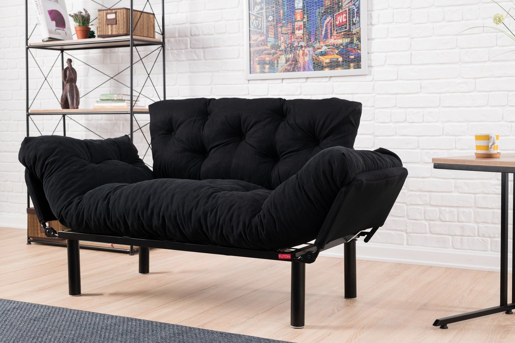 Nitta Black Two-Seater Sofa Bed