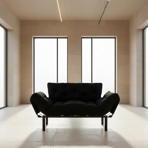 Nitta Black Two-Seater Sofa Bed