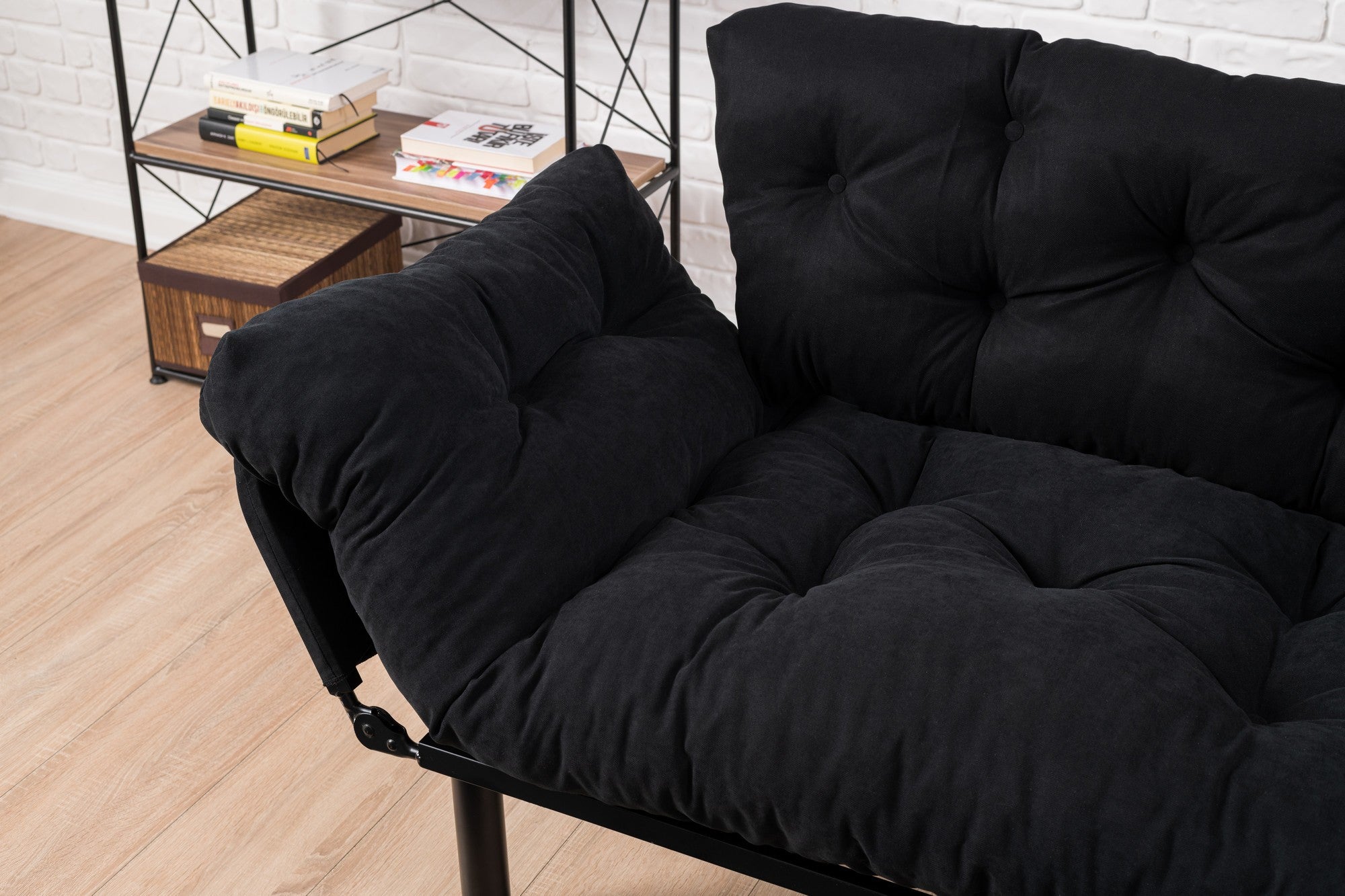 Nitta Black Two-Seater Sofa Bed