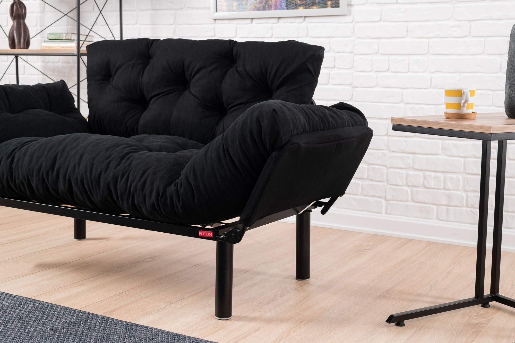 Nitta Black Two-Seater Sofa Bed