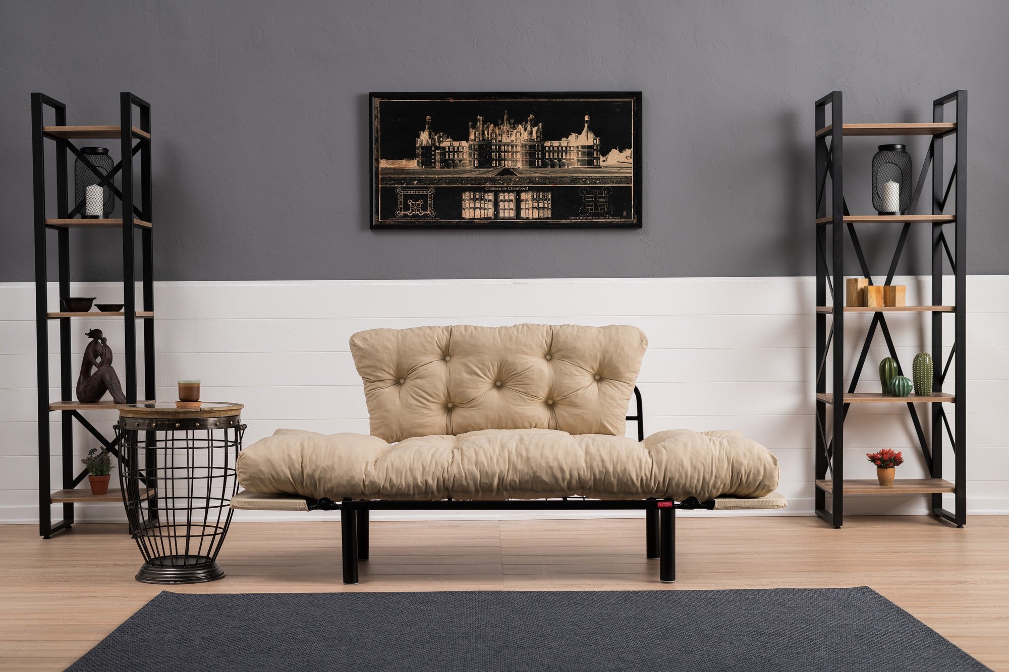Nitta Cream Two-Seater Sofa Bed