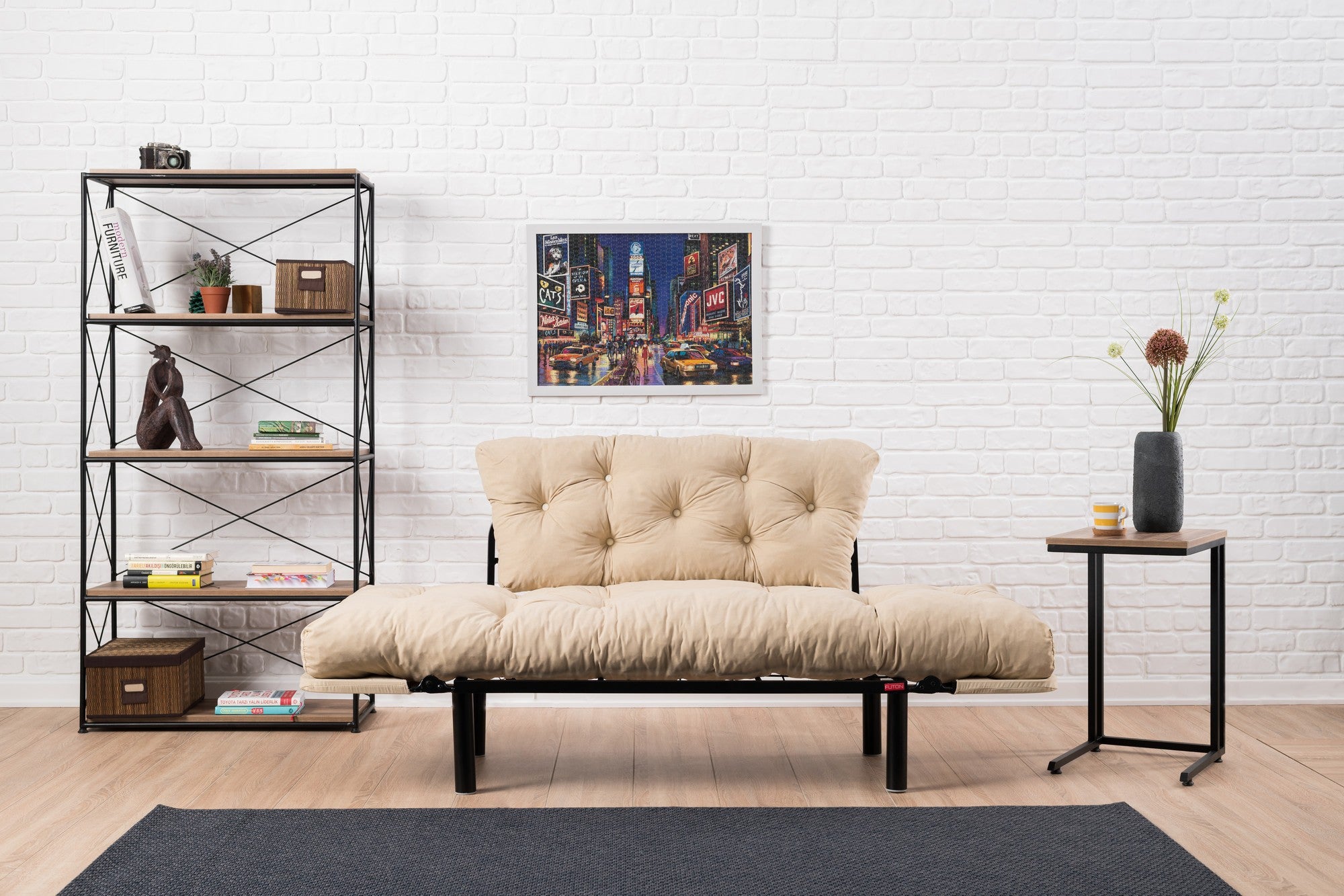 Nitta Cream Two-Seater Sofa Bed