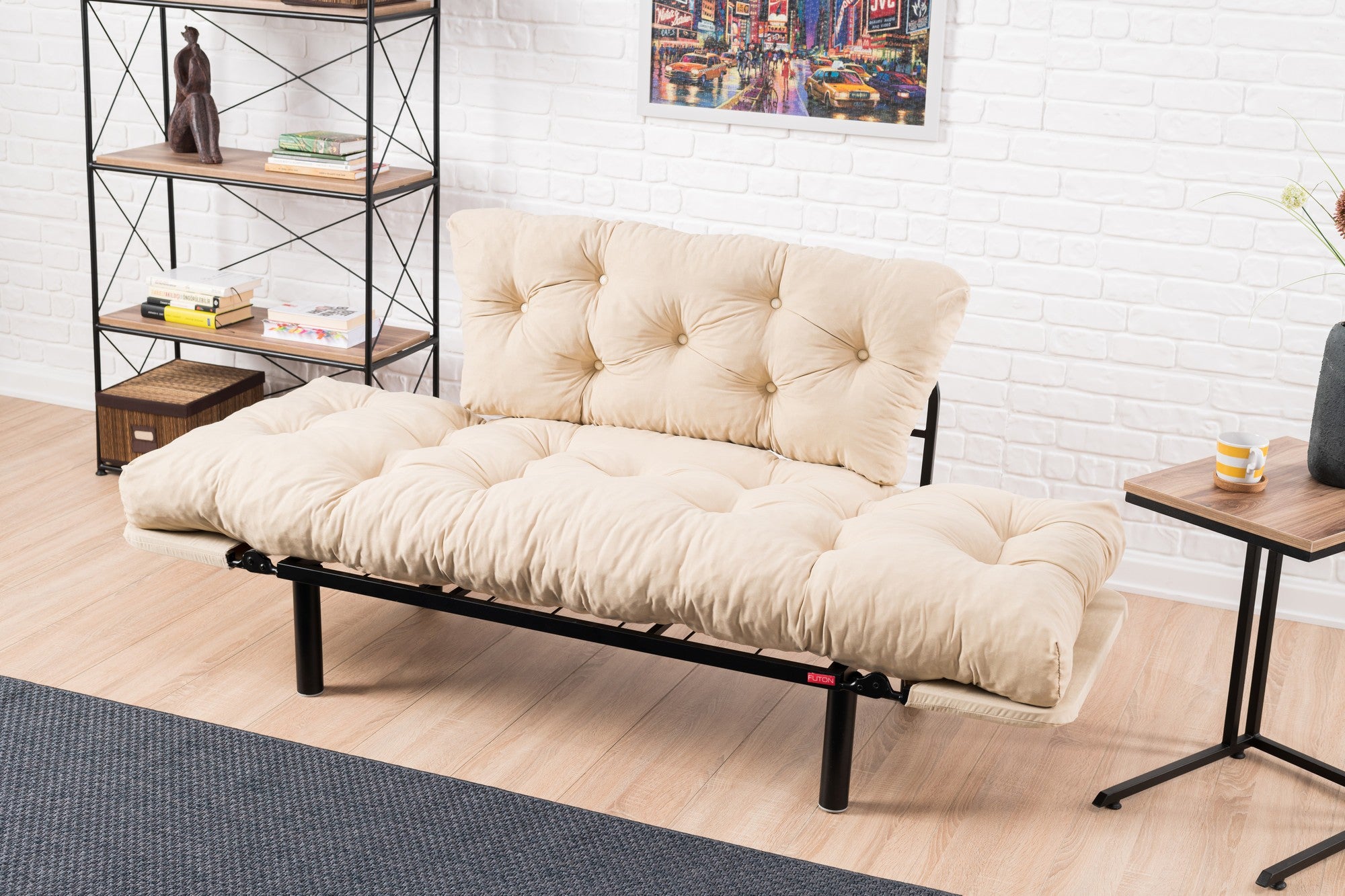 Nitta Cream Two-Seater Sofa Bed