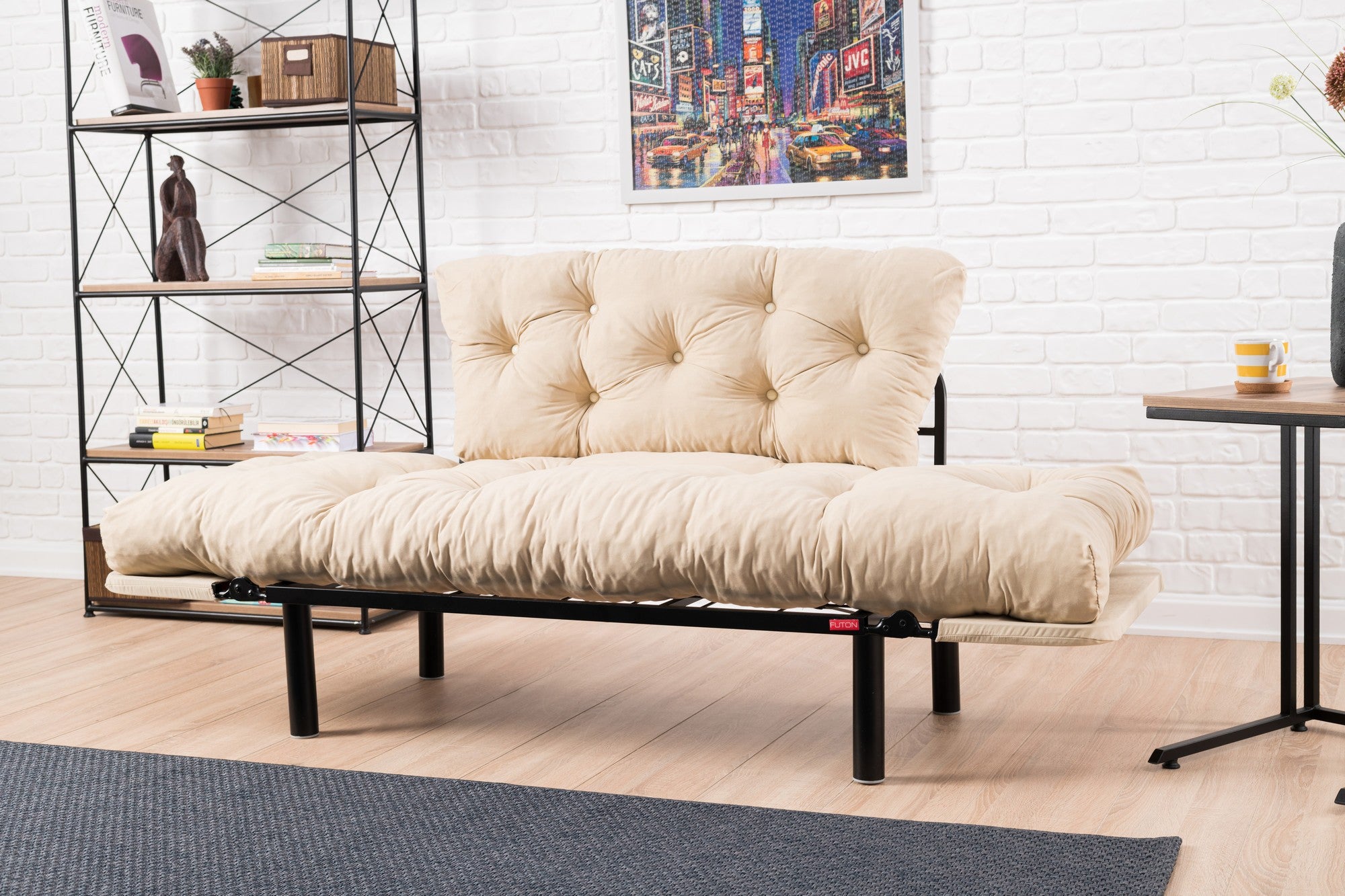 Nitta Cream Two-Seater Sofa Bed