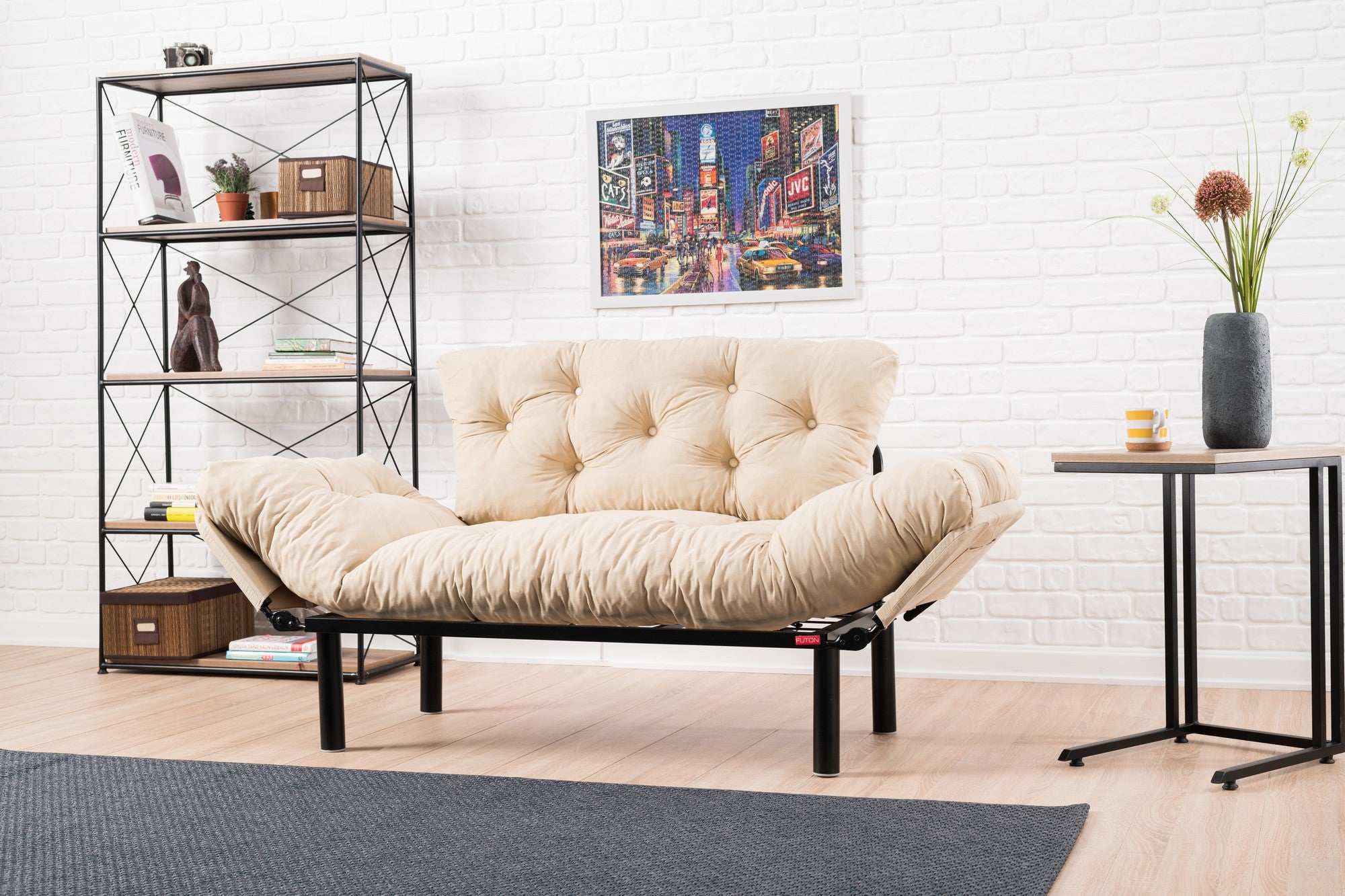 Nitta Cream Two-Seater Sofa Bed