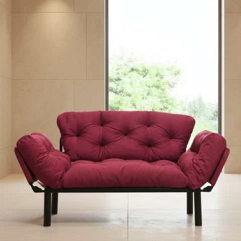 Nitta Maroon Two-Seater Sofa Bed