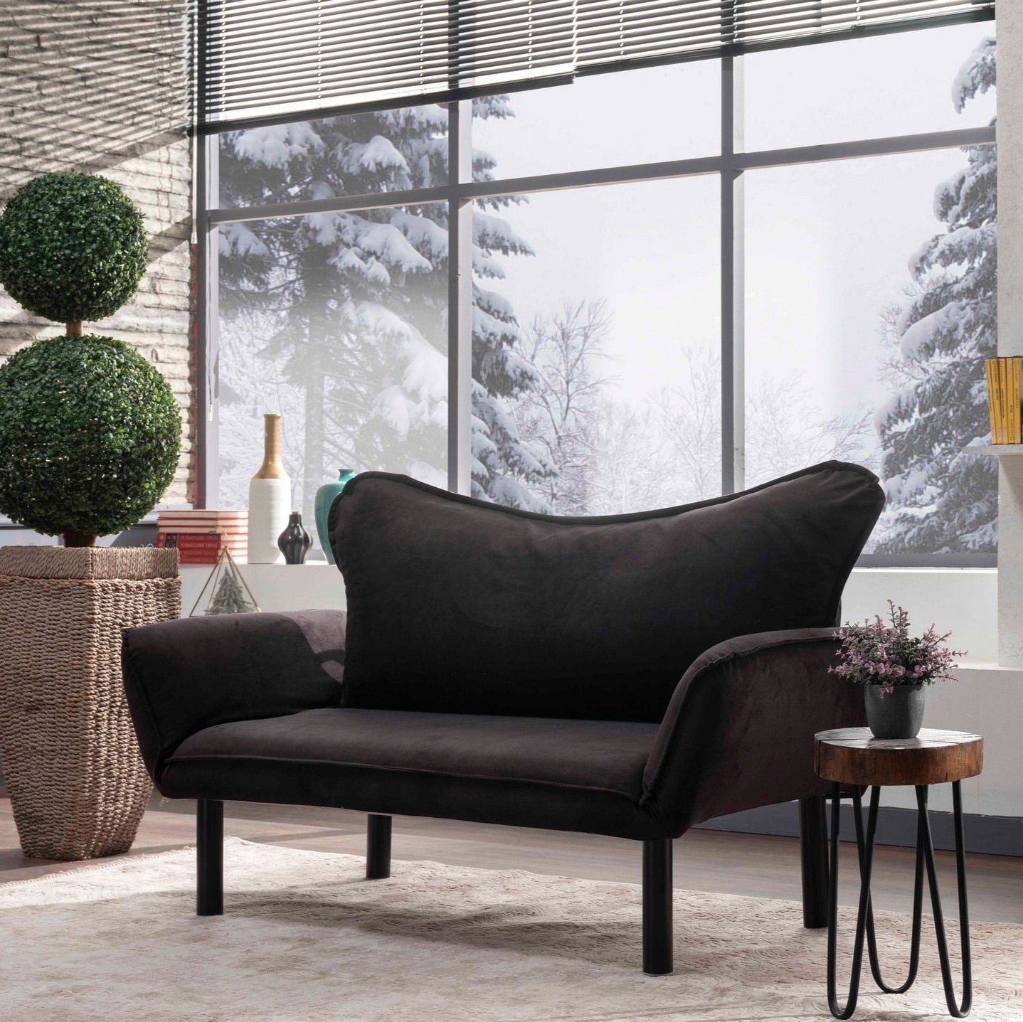 Chatto Black Two-Seater Sofa Bed