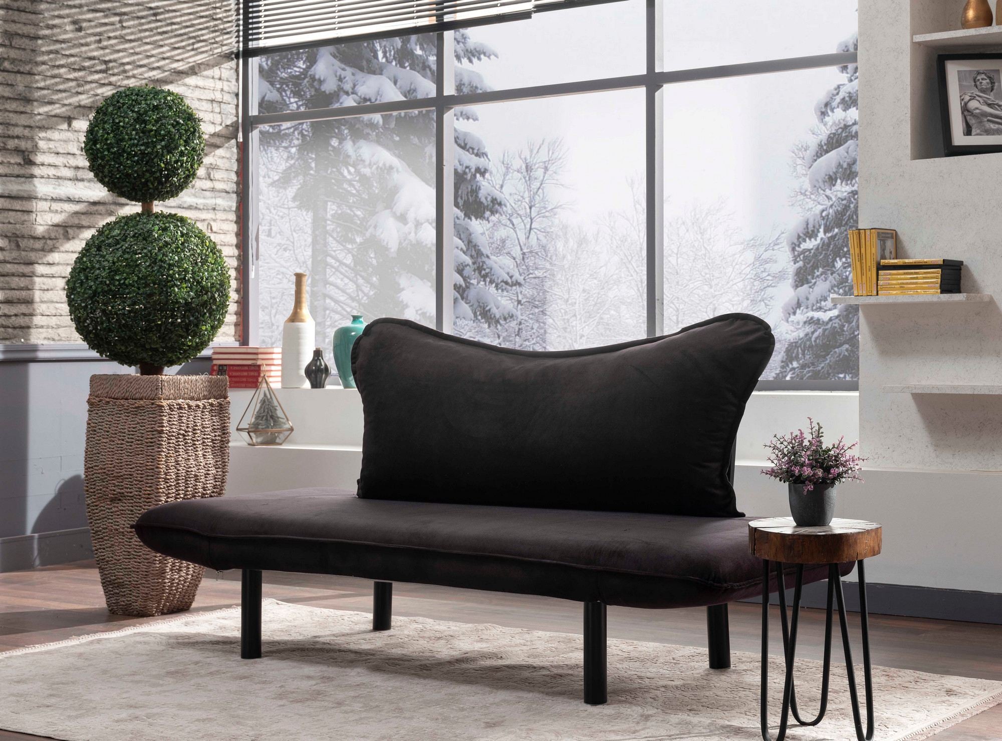 Chatto Black Two-Seater Sofa Bed