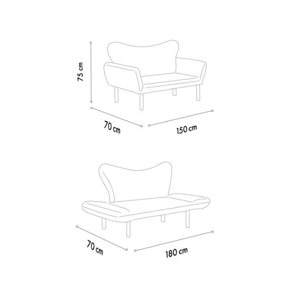 Chatto Purple Two-Seater Sofa Bed